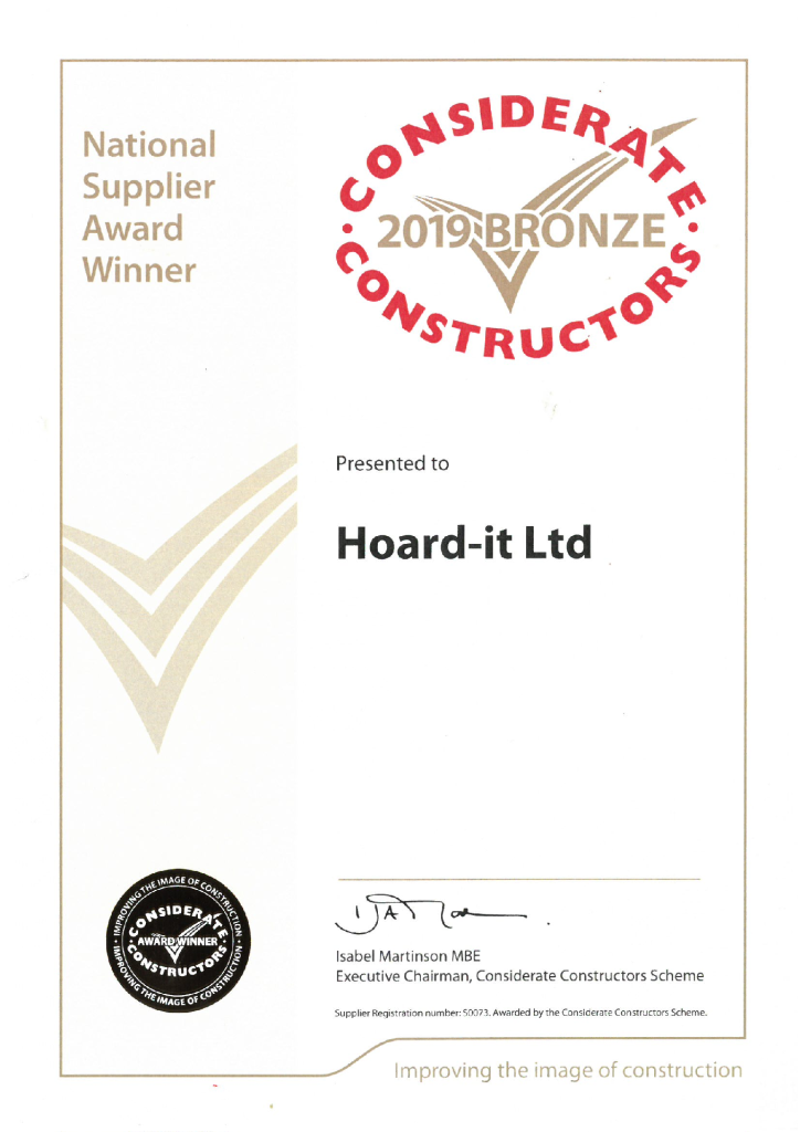 2019 National Supplier Award for Considerate Constructors Scheme