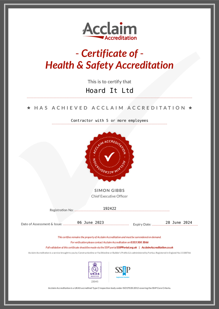 SSIP Acclaim – Health & Safety Accreditation – Contractor