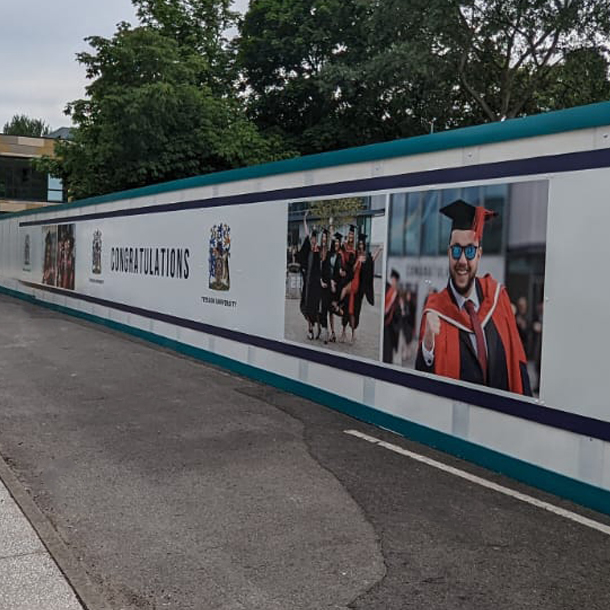 solid hoarding panels at Teesside university BIOS