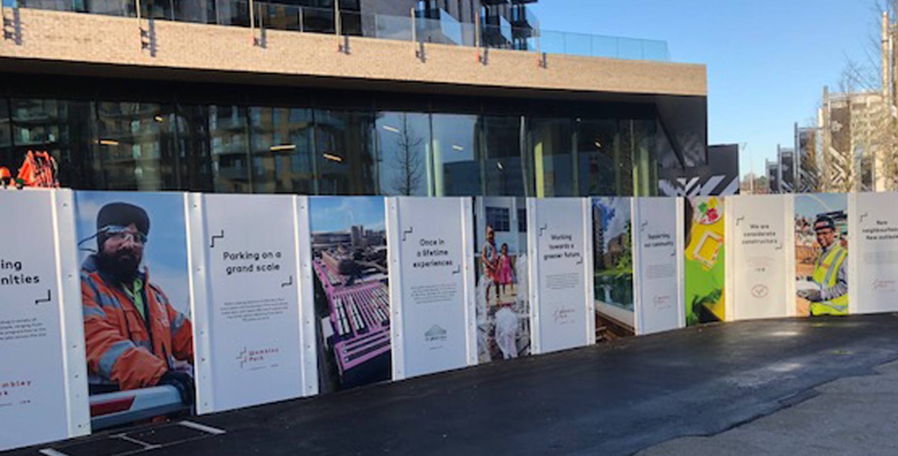 Wembley Park - site graphics solutions from Hoard it with hoarding panels