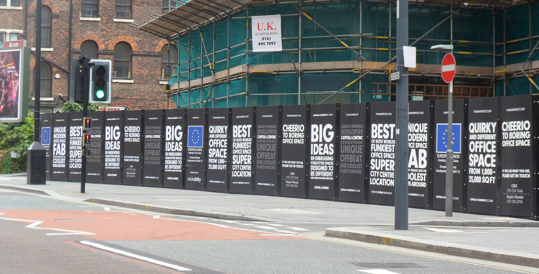 the tempest Liverpool - site hoarding solution - Hoard it