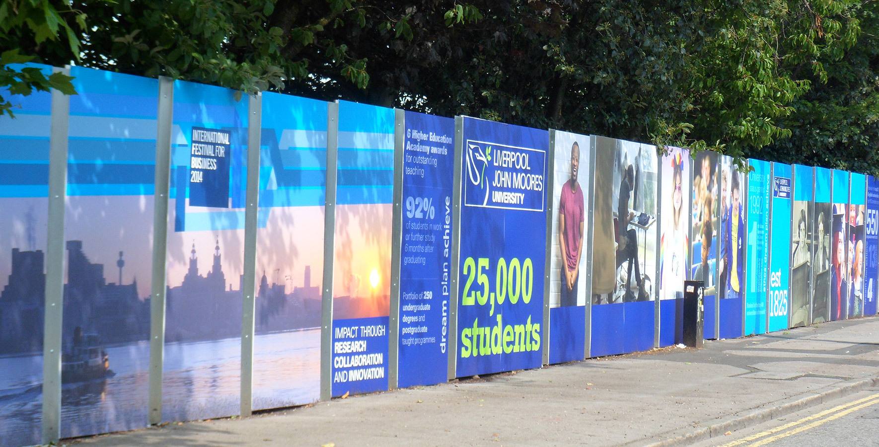 Liverpool John Moores University hoarding panels